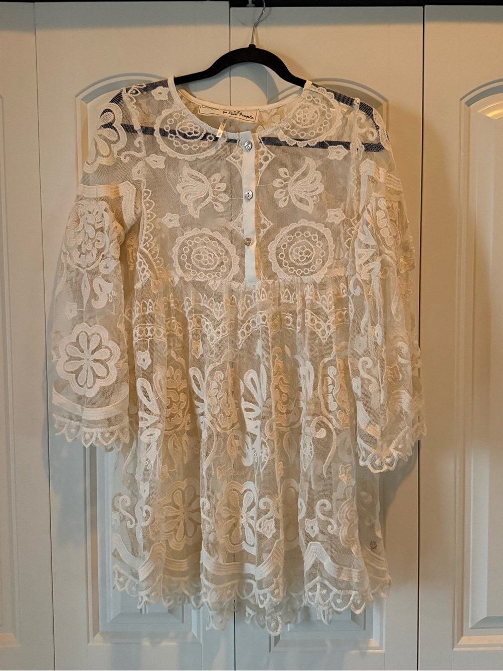 Jen's Pirate Booty X Free People El Sol Boho Lace babydoll Dress X-Small Ivory - Picture 5 of 15
